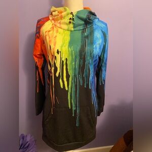 Ladies Paint Splash Multi Color Sweatshirt size Large